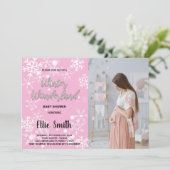 Invitations de douche pour bébé d'hiver Pink Photo (Debout devant)