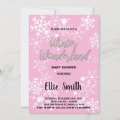 Invitations de douche pour bébé d'hiver Pink Silve (Devant)