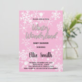 Invitations de douche pour bébé d'hiver Pink Silve (Debout devant)