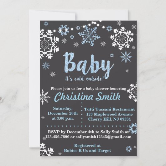 Invitations de douche pour bébé d'hiver pour un ga (Devant)