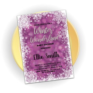 Invitations de douche pour bébé d'hiver Purple Sil