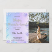 Invitations de douche pour bébé d'hiver violet ave (Devant)