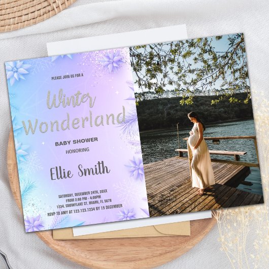 Invitations de douche pour bébé d'hiver violet ave
