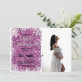 Invitations de douche pour bébé d'hiver Violet Pho (Debout devant)