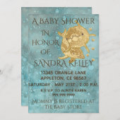 Invitations de douche pour bébé "Dolphins d'or / M (Devant / Derrière)