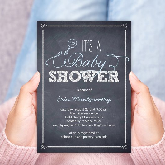 Invitations de douche pour bébé élégamment marquée