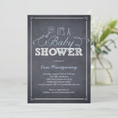 Invitations de douche pour bébé élégamment marquée (Debout devant)