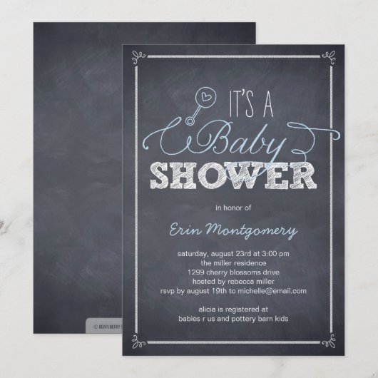 Invitations de douche pour bébé élégamment marquée (Devant / Derrière)