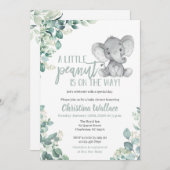 Invitations de douche pour bébé éléphant neutre se (Devant / Derrière)
