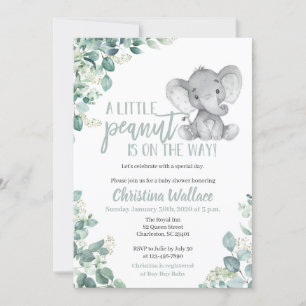 Invitations de douche pour bébé éléphant neutre se