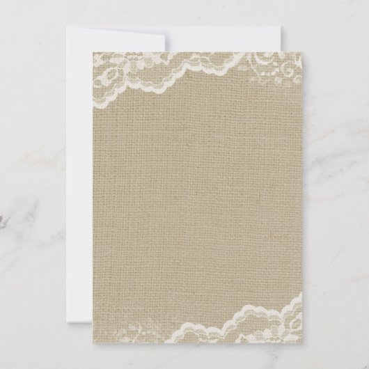 Invitations de douche pour bébé en dentelle Burlap (Dos)