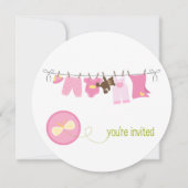 Invitations de douche pour bébé en ligne de vêteme (Devant)