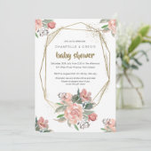 Invitations de douche pour bébé | Étincelle dorée (Debout devant)