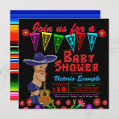 Invitations de douche pour bébé Fiesta mexicain (Devant / Derrière)