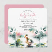 Invitations de douche pour bébé fille Canard d'aqu (Devant / Derrière)