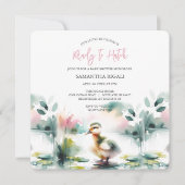 Invitations de douche pour bébé fille Canard d'aqu (Devant)