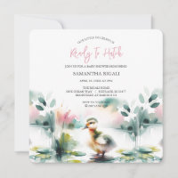 Invitations de douche pour bébé fille Canard d'aqu