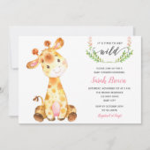 Invitations de douche pour bébé fille (Giraffe ros (Devant)