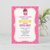 Invitations de douche pour bébé fille (Superhero)  (Debout devant)