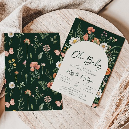 Invitations de douche pour bébé fleur sauvage | FL