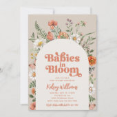 Invitations de douche pour bébé Fleur sauvage jume (Devant)
