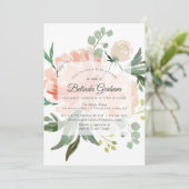 Invitations de douche pour bébé | Floral doux 01 (Debout devant)