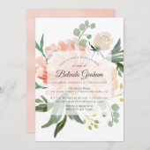Invitations de douche pour bébé | Floral doux 01 (Devant / Derrière)