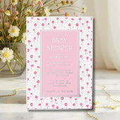 Invitations de douche pour bébé Floral rose argent