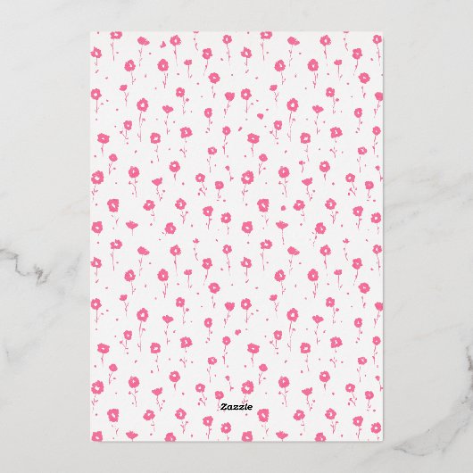 Invitations de douche pour bébé Floral rose argent (Verso)