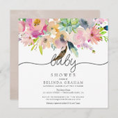 Invitations de douche pour bébé | Florales sucrées (Devant / Derrière)