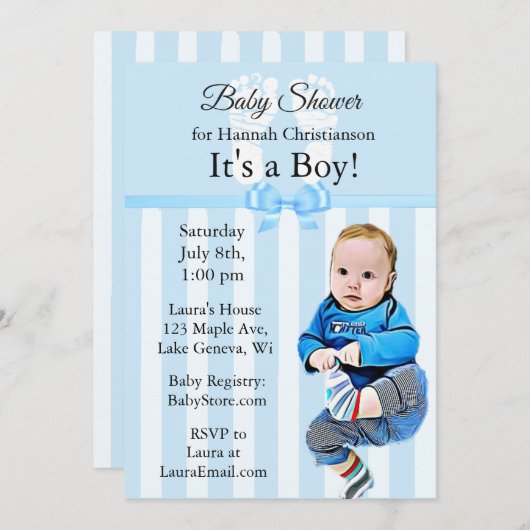 Invitations de douche pour bébé garçon (Devant / Derrière)