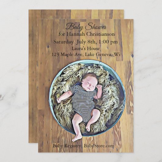 Invitations de douche pour bébé garçon (Devant / Derrière)