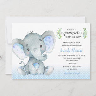 Invitations de douche pour bébé garçon (Eléphant P