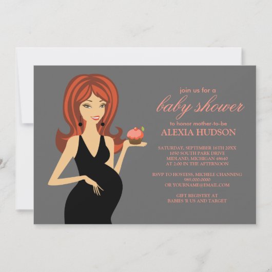 Invitations de douche pour bébé {Grey} (Devant)