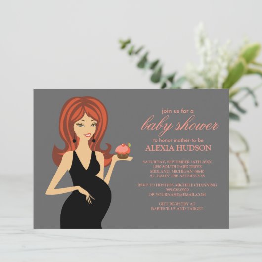 Invitations de douche pour bébé {Grey} (Debout devant)