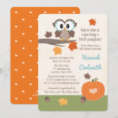 Invitations de douche pour bébé hibou et Citrouill (Devant / Derrière)