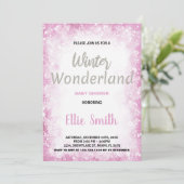 Invitations de douche pour bébé hiver Cloud Pink A (Debout devant)