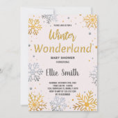 Invitations de douche pour bébé hiver Golden Snow (Devant)