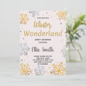 Invitations de douche pour bébé hiver Golden Snow (Debout devant)