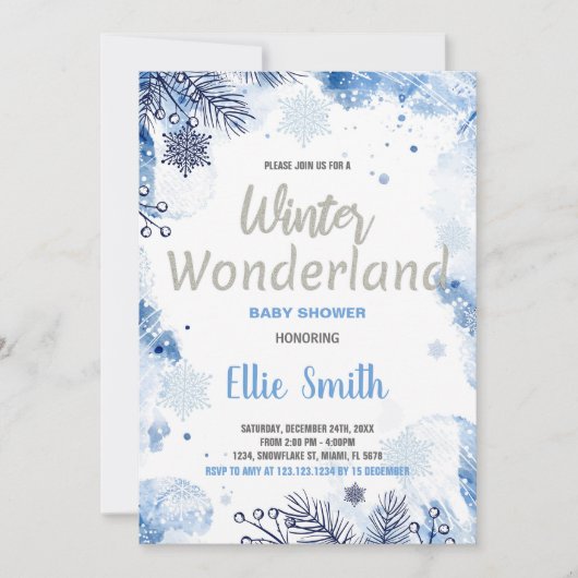 Invitations de douche pour bébé hiver Parties scin (Devant)