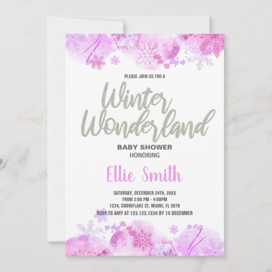 Invitations de douche pour bébé hiver Parties scin (Devant)