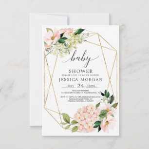 Invitations de douche pour bébé Hydrangea Blush