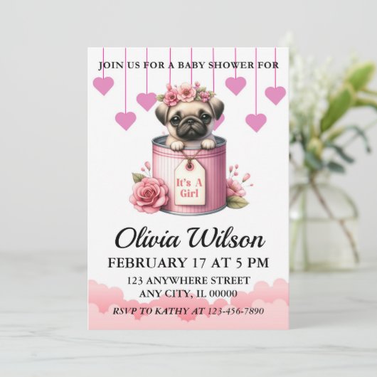 Invitations de douche pour bébé, invitation à thèm (Debout devant)