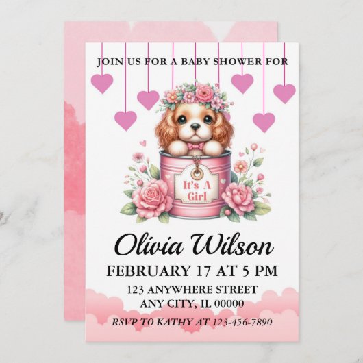 Invitations de douche pour bébé, invitation à thèm (Devant / Derrière)