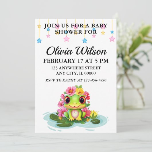 Invitations de douche pour bébé, Invitations de th (Debout devant)