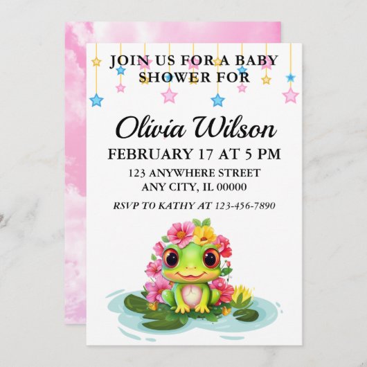 Invitations de douche pour bébé, Invitations de th (Devant / Derrière)