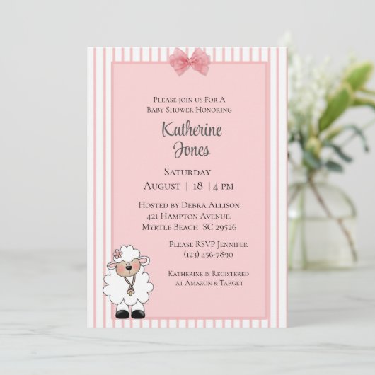 Invitations de douche pour bébé Lamb (Debout devant)