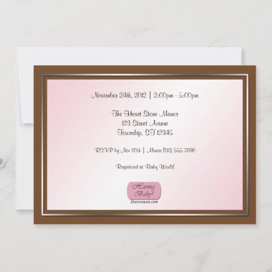 Invitations de douche pour bébé papillon rose et B (Dos)