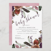 Invitations de douche pour bébé | Plum d'automne B (Devant / Derrière)