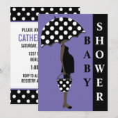 Invitations de douche pour bébé Poka Dot {Purple} (Devant / Derrière)